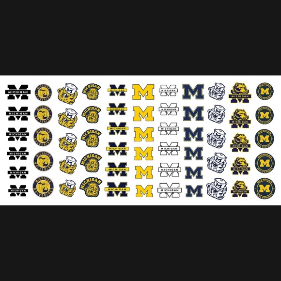 💌BO/GO$6 Michigan Wolverines College Sports Team Nail Decals - Picture 2 of 4